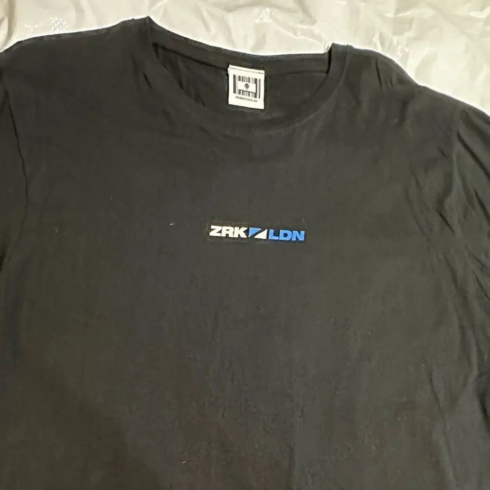 ZRK LDN T-shirt black with blue and white logo both sides Short Sleeve Size XL
